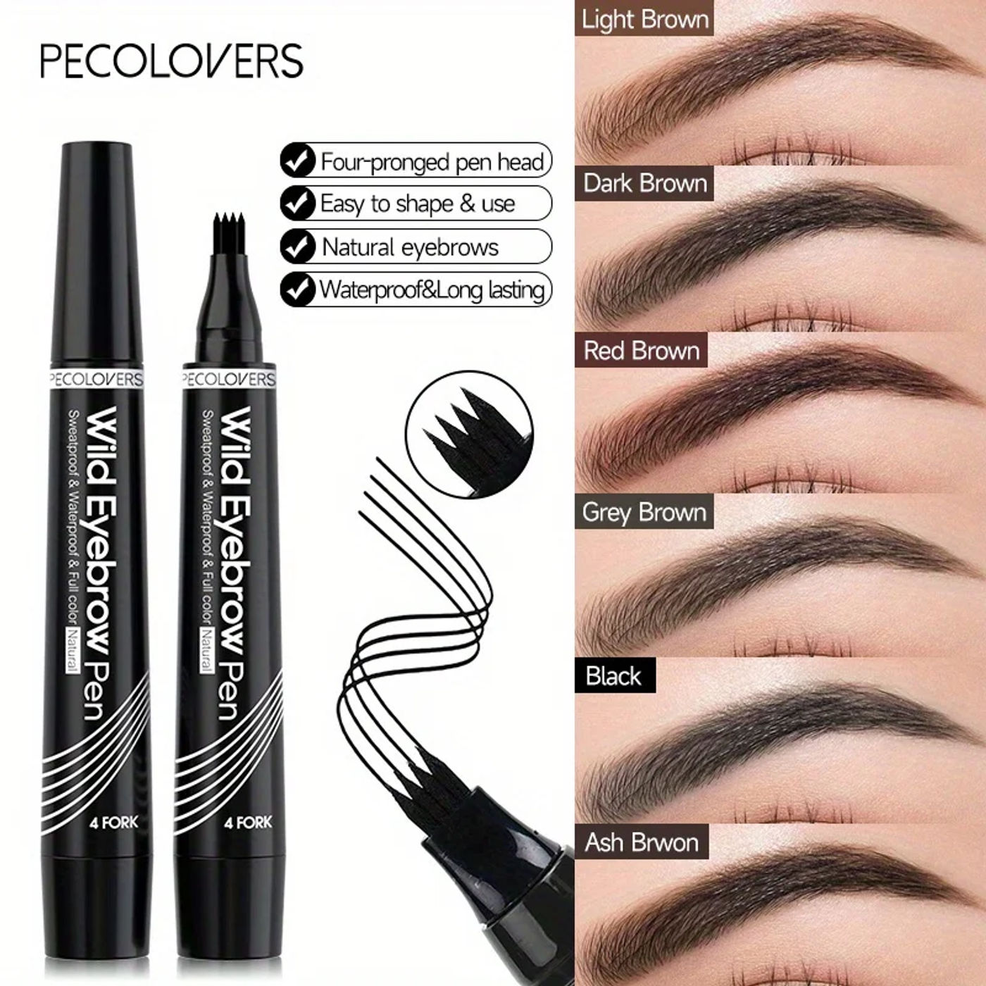 Description Picture 6 of item4 Forks Eye Brow Pen, 5 Color Natural Matte Liquid Tint Makeup Long Lasting Waterproof Eyebrow Smudge Proof Cosmetic