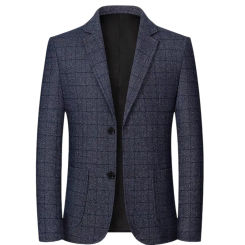 New Fashion Business Loose Small Suit Main Push Checkered Single Row Two Button Casual Handsome Personality Clothing Men