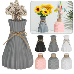Hot Home Decoration Modern Rattan-like Simplicity Basket Arrangement Plastic Vases Anti-ceramic Flower Vase