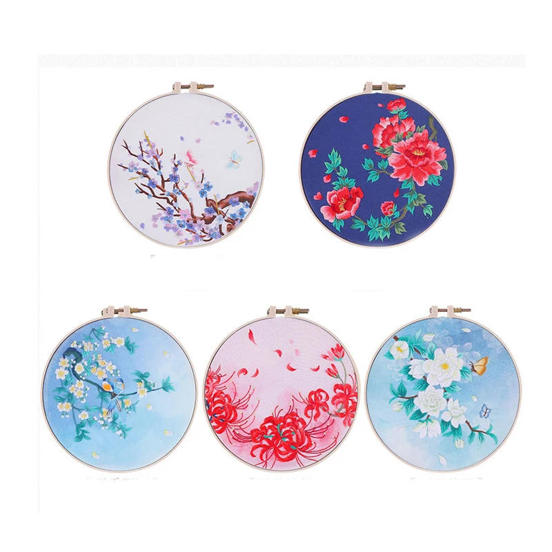 Description Picture 5 of itemDIY Embroidery Kit with Embroidery Frame Hoop Flower Bird Pattern Cross Stitch Punch Needle Set Hanging Picture Christmas Gifts
