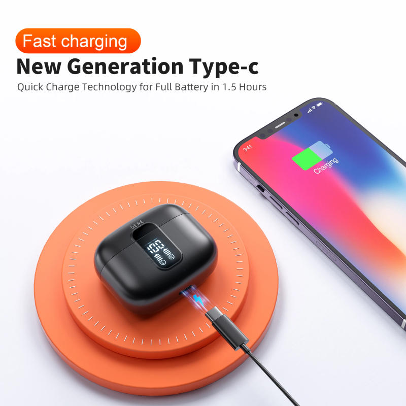 Description Picture 4 of itemWireless Headphones,QERE E50,NEW TWS Bluetooth 5.3,HD Microphone,HIFI Earphones,13mm Driver,Display screen+touch,4 Mics+ENC Call