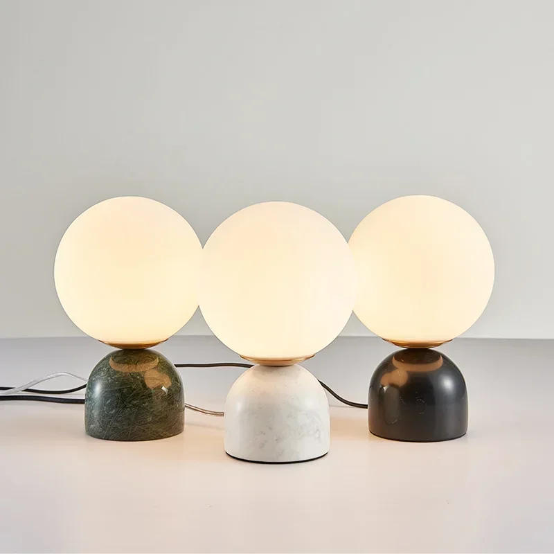 Description Picture 4 of itemNordicmarbleballtablelampliving room bedroom bedside lamp designer simple post-modern Internet celebrity small table lampторшер