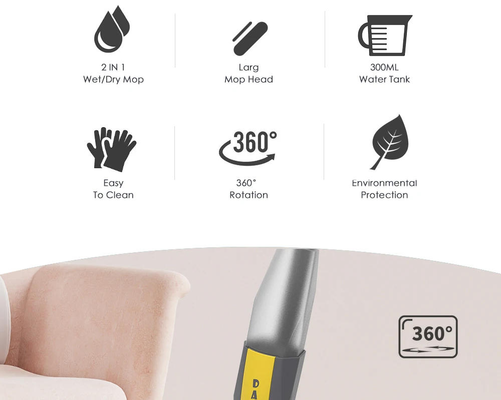 Description Picture 4 of itemSDARISB 360° Rotating Spray Microfiber Mop For Floor Cleaning Magic Multifunction Floor Cleaning Brooms Mop With Reusable Pads