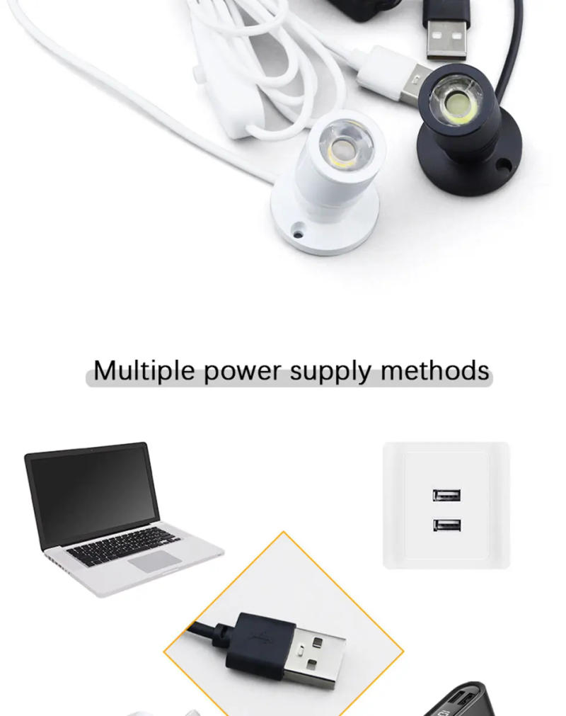 Description Picture 5 of itemLed USB Spotlight 3W DC5V Jewelry Cabinet Showcase Counter Lamp Surface Mounted Ceiling Mini Spot Light USB 5V Interface