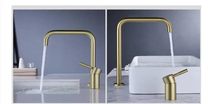 Description Picture 5 of itemBrushed Gold Basin faucet Bathroom Faucet two hole bathroom Sink Black sink tap rotating widespread Black basin Tap