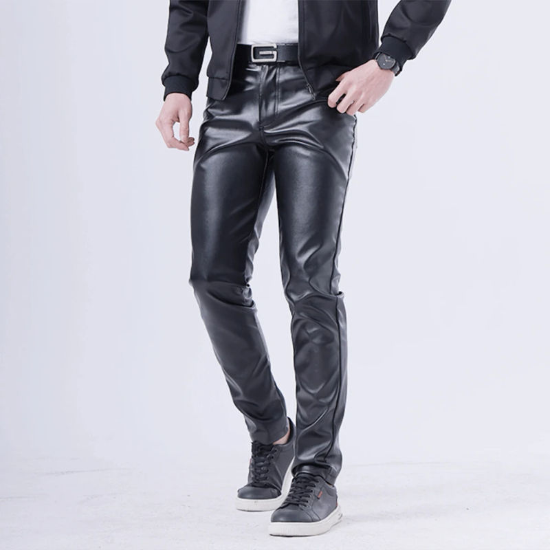 Description Picture 6 of itemCasual Men's Synthetic PU Leather Pants Fashion Long Pants Nightclub Stage Performance Slim Fit Trousers