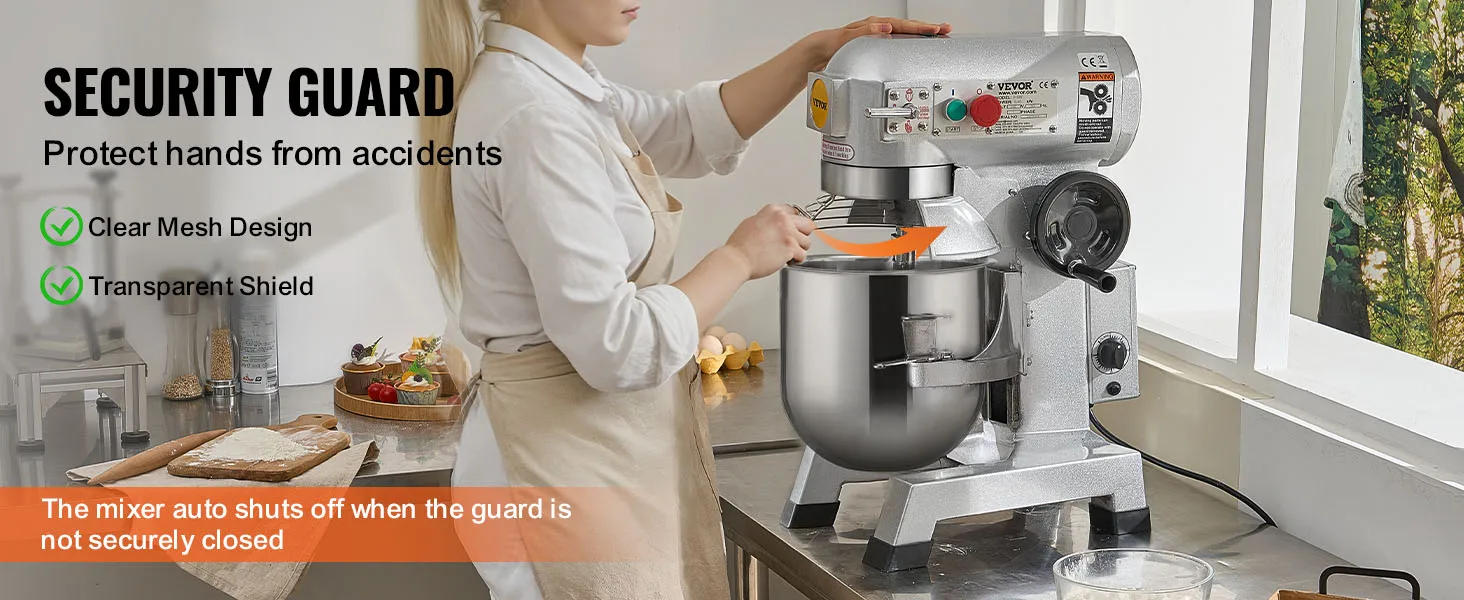 Description Picture 4 of itemCommercial Stand Mixer, 15Qt Stainless Steel Bowl, 500W Heavy Duty Electric Food Mixer with 3 Speeds Adjustable 113/184/34