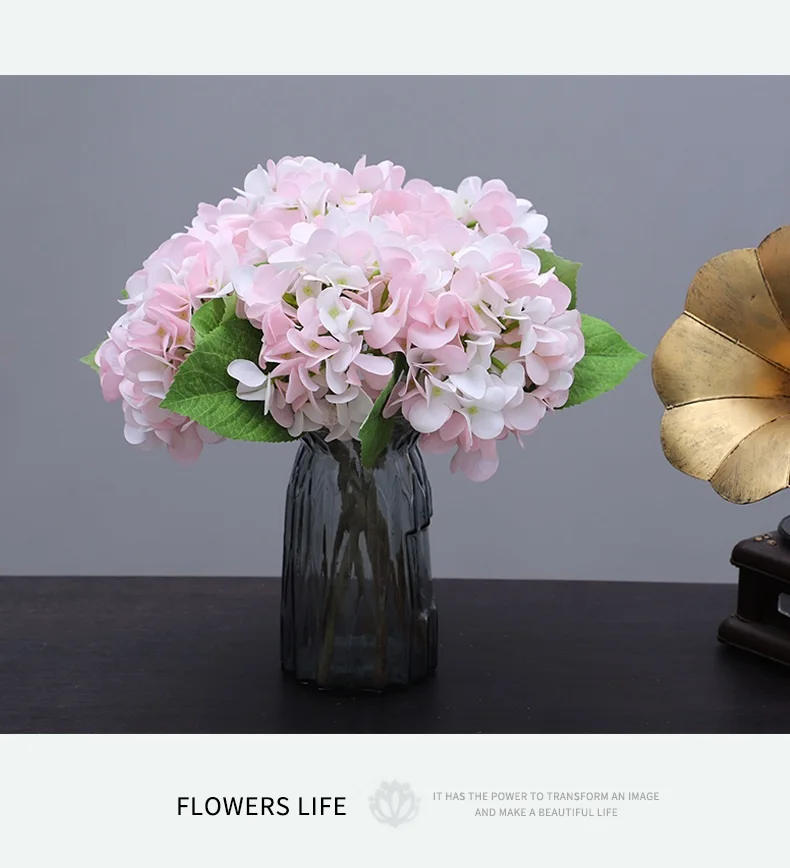 Description Picture 4 of itemBlue Real Touch Artificial Latex Hydrangea Wedding Bouquet Photography Props Home Garden Simulation Green Plant Decoration