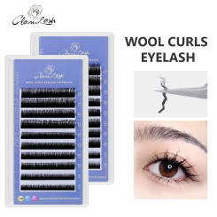 GLAMLASH 3D Curly Wool Lashes Curl Cat Eye Eyelashes Fluffy Thick Fasle Eyelashes Natural Long Handmade Eye Lashes Extension