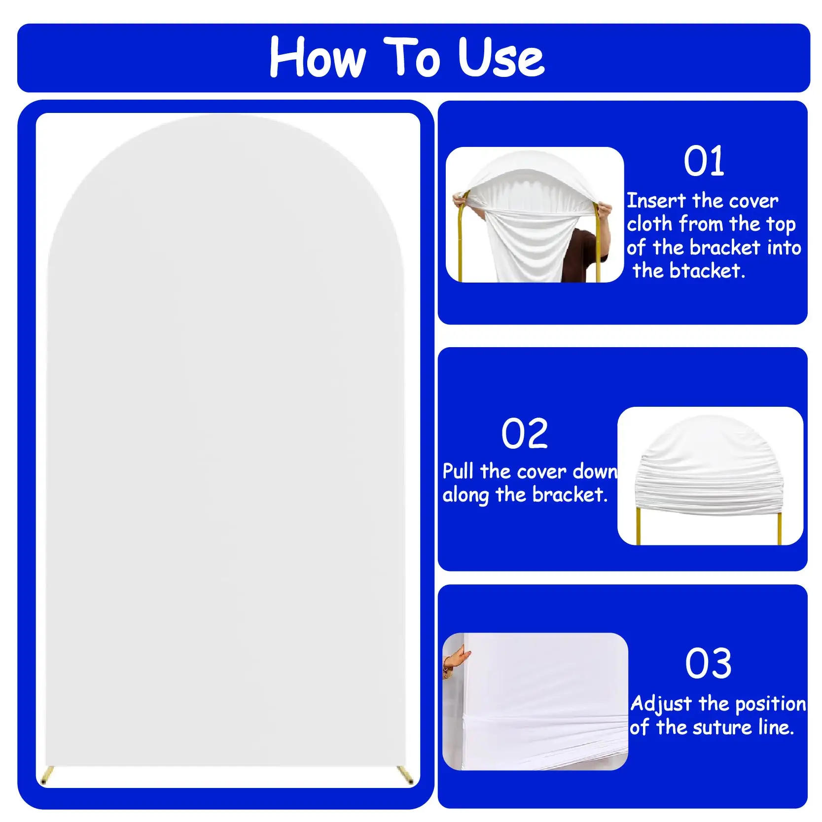 Description Picture 3 of itemArch Backdrop Cover Spandex Fabric Solid Color Covers for Home Decoration Baby Shower Wedding Background Birthday Party Supplies