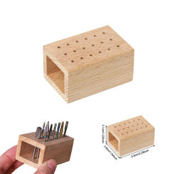 18 Holes Wood Nail Drill Bits Holder Display Storage Box Nail Grind Head Organizer Stand Empty Container Case Manicure Tool