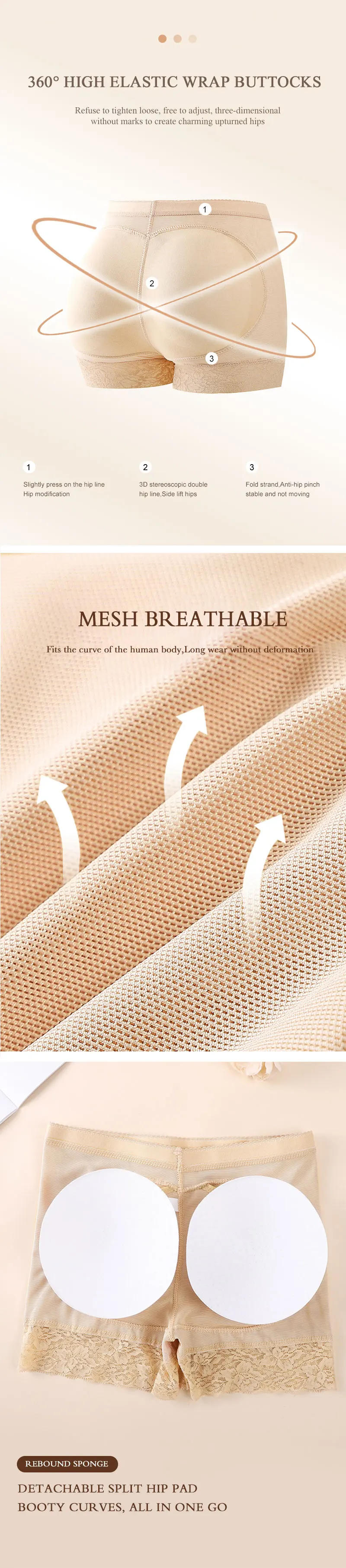 Description Picture 3 of itemNew Sexy Seamless Cushioned Lace Fake Butt Pull-in Hip Lift Shape-to-shape Breathable Anti-slip Flat Angle Safety Leggings