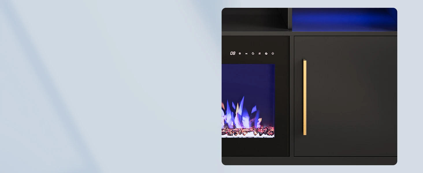 Description Picture 5 of item70" Fireplace TV Stand for TVs Up to 75", with 36"Electric Fireplace Heater, Storage Cabinet,Media Console Table for Living Room