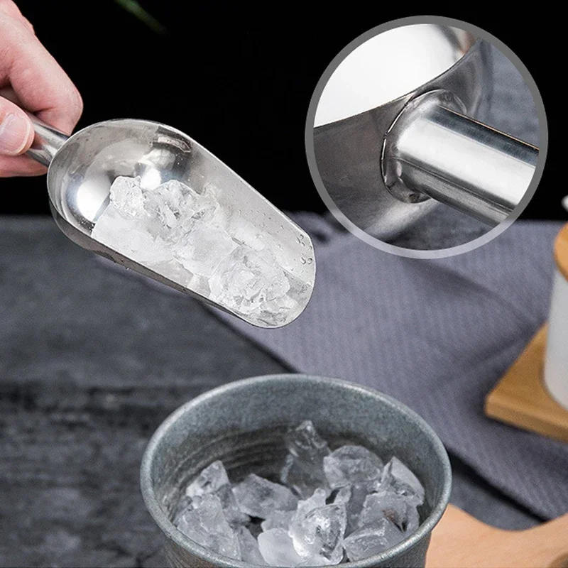 Description Picture 6 of itemStainless-Steel Ice Cube Scoop Bar Buffet Kitchen Spice Candy Flour Nut Scoop Spoon Dry Goods Shovel Party Kitchen Accessories