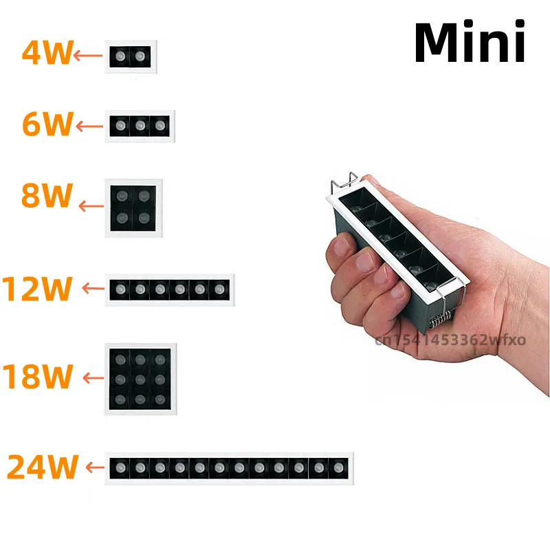 Description Picture 3 of itemDimmable linear mini LED Downlight Spot light 4W 6W8W12W18W24W Grille light COB ceiling light Embedded line light lighting