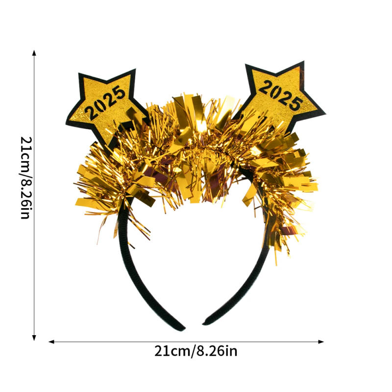Description Picture 2 of item2025 New Year Headband Glitter Star Sequin Colorful Hairhoop Happy New Year Headwear Photo Prop Merry Christmas Party Decoration
