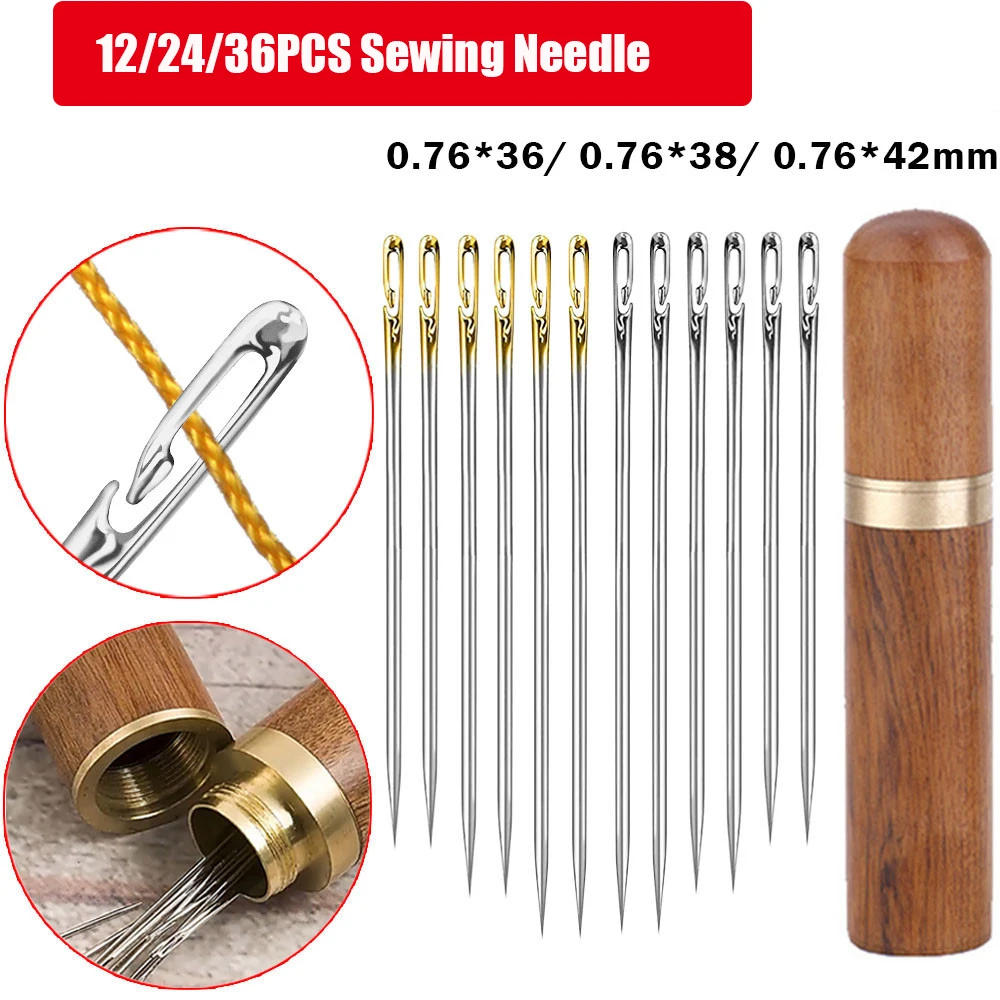 Description Picture 2 of item36/24/12Pcs Blind Sewing Needle Stainless Steel Multi-size Side Hand Household Sewing Needless Threading Apparel Sewing