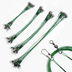 20PCS Anti Bite Steel Fishing Line 15/20/25/30cm Steel Wire Leader With Swivel Fishing Accessory Lead Core Leash Fishing Wire