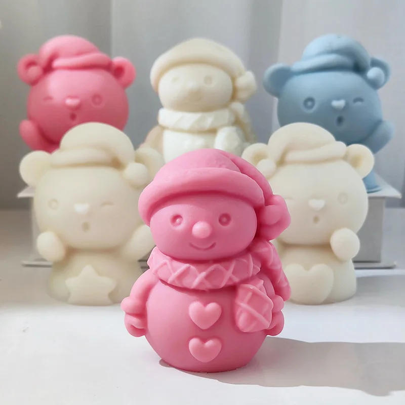 Description Picture 2 of itemHeart Star Bear Candle Silicone Mould Christmas Snowman Soap Resin Crystal Mould Chocolate Drink Ice Mold Party Cake Decor Gifts