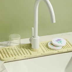 Silicone Sink Tray Rack Splash Proof Kitchen Faucet Mat Bathroom Countertop Protector Mat With Drain Soap Sponge Storage Holder