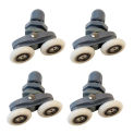 4Pcs/Set for Grey Plastic Nylon Adjustable Double Swinging Pulley Shower Cabin Sliding Door Hardware Roller