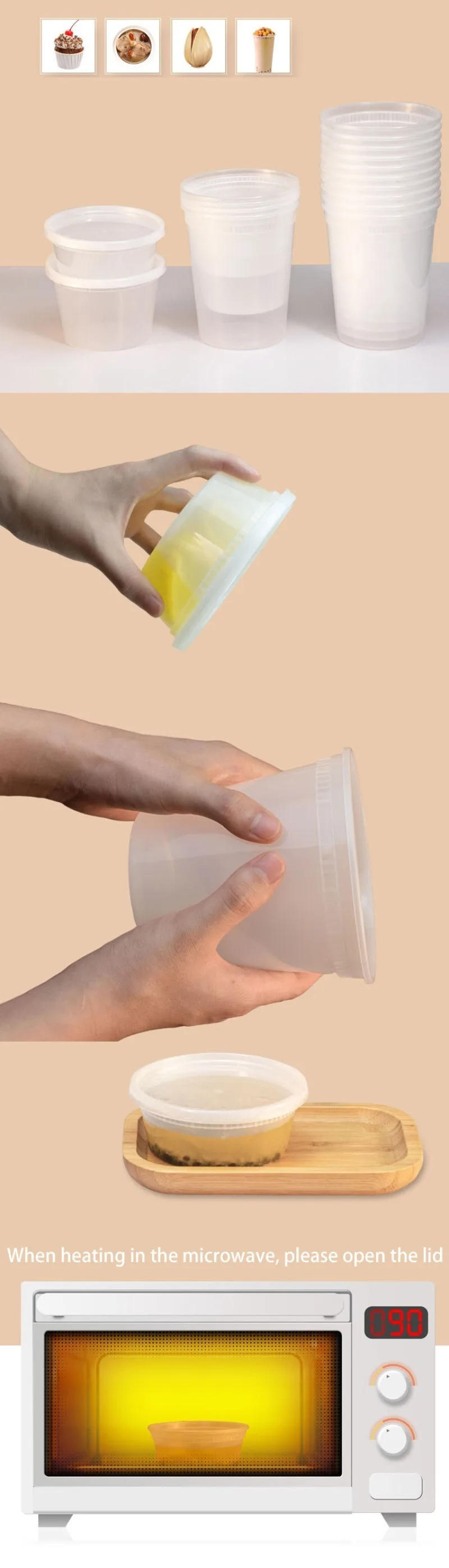 Description Picture 6 of item24pcs Plastic Deli Food Storage Freezer Containers with Airtight Lids Disposable Clear Togo Jars Bowls for Salad Soup Meal Prep