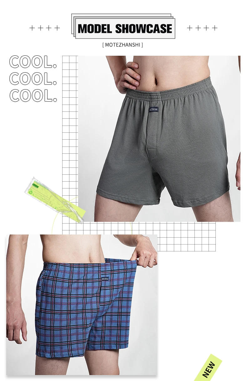 Description Picture 4 of itemMen's Pure Cotton Boxer Shorts Underwear High Waist Big Underpants Casual Plaid Plus Size Aro Pants Pajama Bottoms at home M-3XL