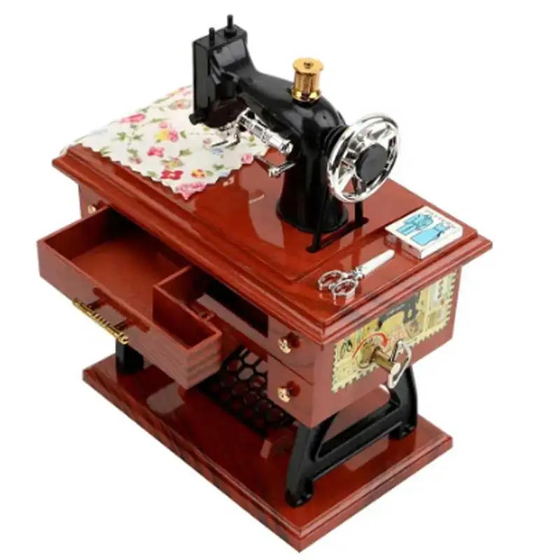 Description Picture 4 of itemVintage Sewing Machine Music Box Home Desktop Decoration Bedroom Living Room Small Ornament Sewing Machine Model