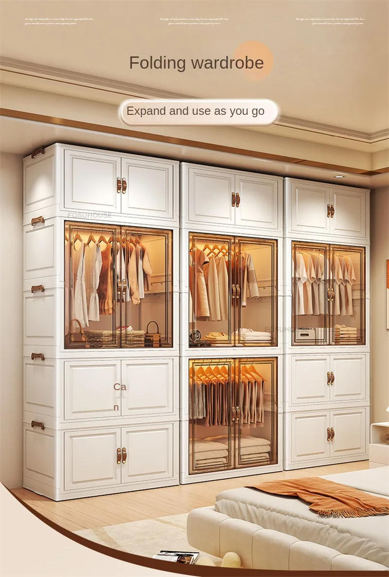 Description Picture 6 of itemModern Minimalist Wardrobes Closet Household Storage Locker Simple Folding Wardrobe Bedroom Furniture Assembly Clothes Wardrobe