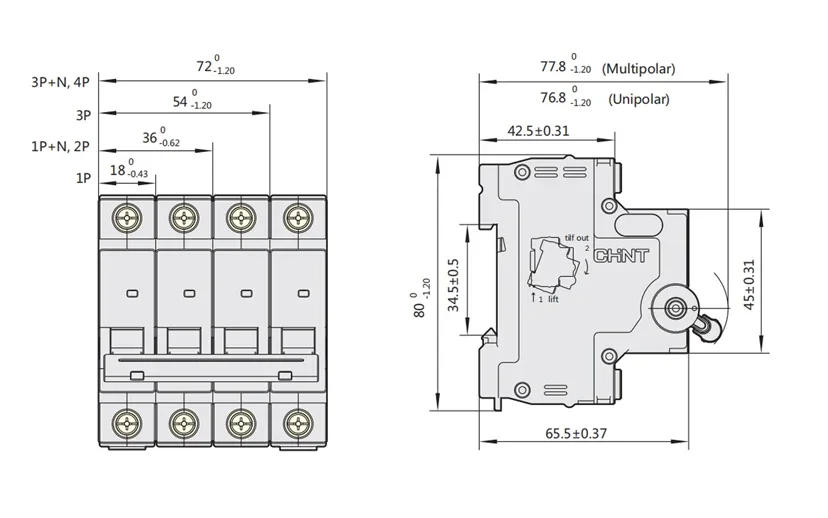 Description Picture 4 of itemCHINT NXB-63 1P AC 230/400V Miniature Circuit Breaker C 6A 10A 16A 20A 25A 32A 40 63A 80 100 125 Overload Protector  DZ47 TYPE C