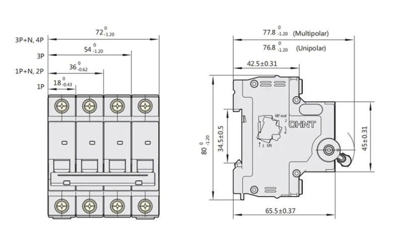 Description Picture 4 of itemCHINT NXB-63 1P AC 230/400V Miniature Circuit Breaker C 6A 10A 16A 20A 25A 32A 40 63A 80 100 125 Overload Protector DZ47 TYPE C