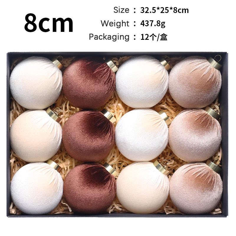 Description Picture 5 of item12pcs Velvet Christmas Balls Christmas Tree Ornaments Xmas Hanging Tree Pendants Festival Party Decorations 2025 New Year Gift