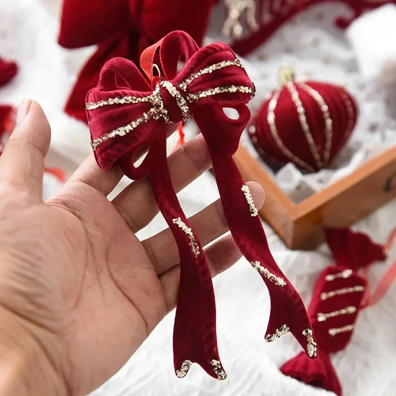 Description Picture 4 of itemRed Flocking Christmas Garland Jingling Bell Christmas Tree Ornament Felize Navidad Joy 2025 Noel Party Decor For Home