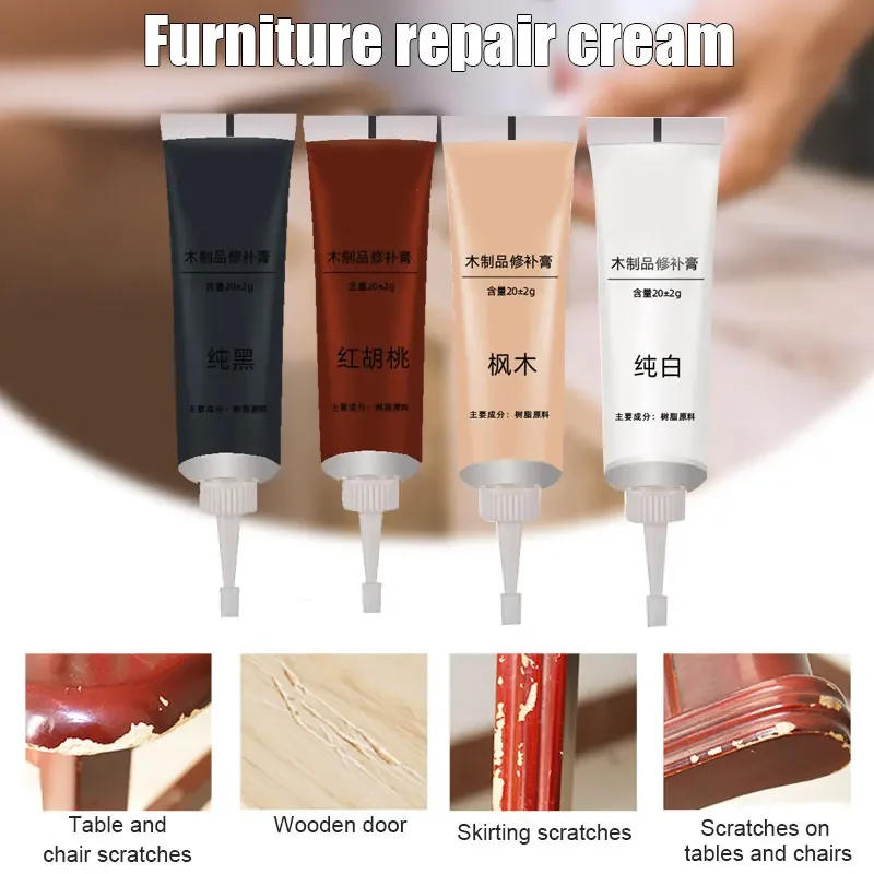 Description Picture 6 of item12 Colors Wood Paint Repair Paste,DIY Cabinet Floor Wardrobe Scratches Holes Refinishing Paste,Wooden Furnitures Scratch Filler