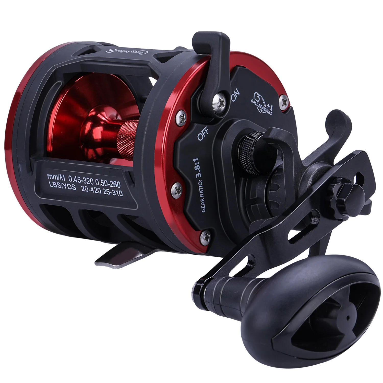 Description Picture 5 of itemSougayilang Trolling Fishing Reels Aluminum Alloy Spool Saltwater Drum Fishing Reel 3+1BB 3.8:1 Max Drag 25kg Fishing Tool Pesca