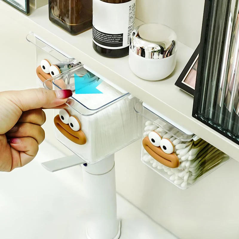 Description Picture 3 of itemDrawer Style Storage Box Cabinet Transparent Big Mouth Cartoon Cotton Stick Makeup Cotton Bathroom Pull-Out Storage Shelf