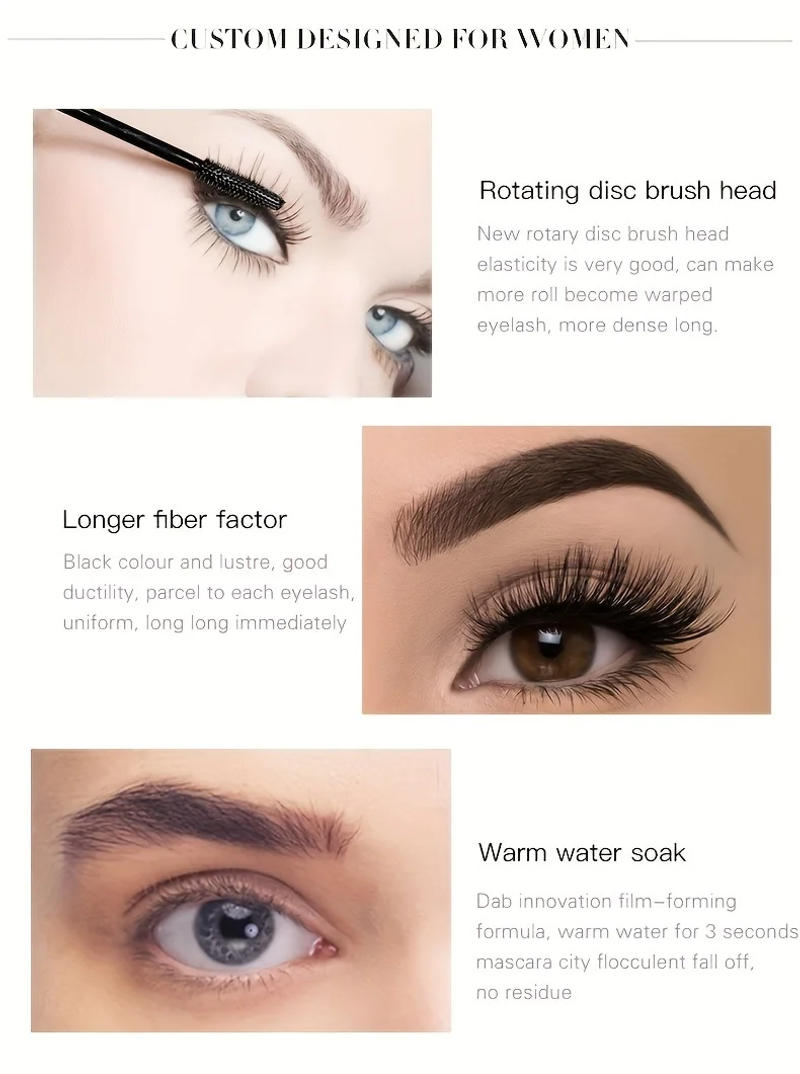 Description Picture 4 of itemSilk Fiber Lash Mascara Extension Black Thick Eye Lashes Waterproof & Smudge-Proof Long-Lasting No Flaking Natural No Clumping