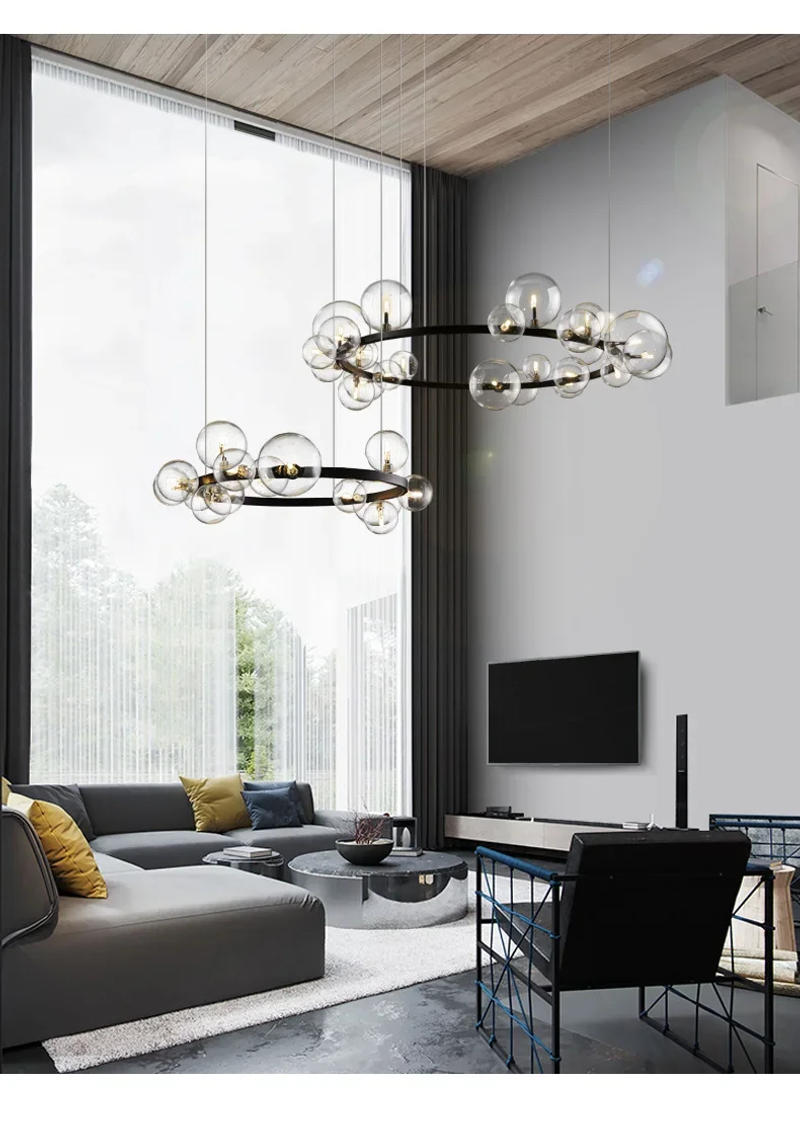 Description Picture 3 of itemModern Nordic Glass Bubble Ceiling ChandeliersLiving Room Pendant Lamps Restaurant LED Lighting Kitchen Decor Hanging Lights