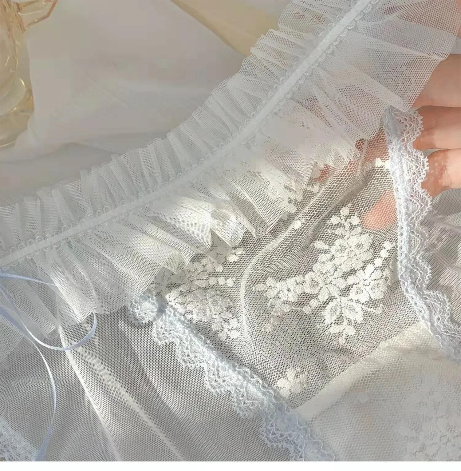 Description Picture 5 of itemJapanese Straps Thongs Mesh Lace Panties Women Underwear Low-waist Sweet Student Kawaii Lolita See Through Briefs Sexy Lingerie