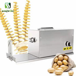 Automatic Spiral Cutter 3 in 1 Slicer Machine 110/220v Electric Curly Fries Twist Hot Dog Tornado Potato Cutting Machine