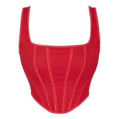 Red Corset Crop Top Sexy Tops Lingerie Badysuit for Women Summer Straps Tanks Bustiers Bodysuit Backless Bandage Skinny