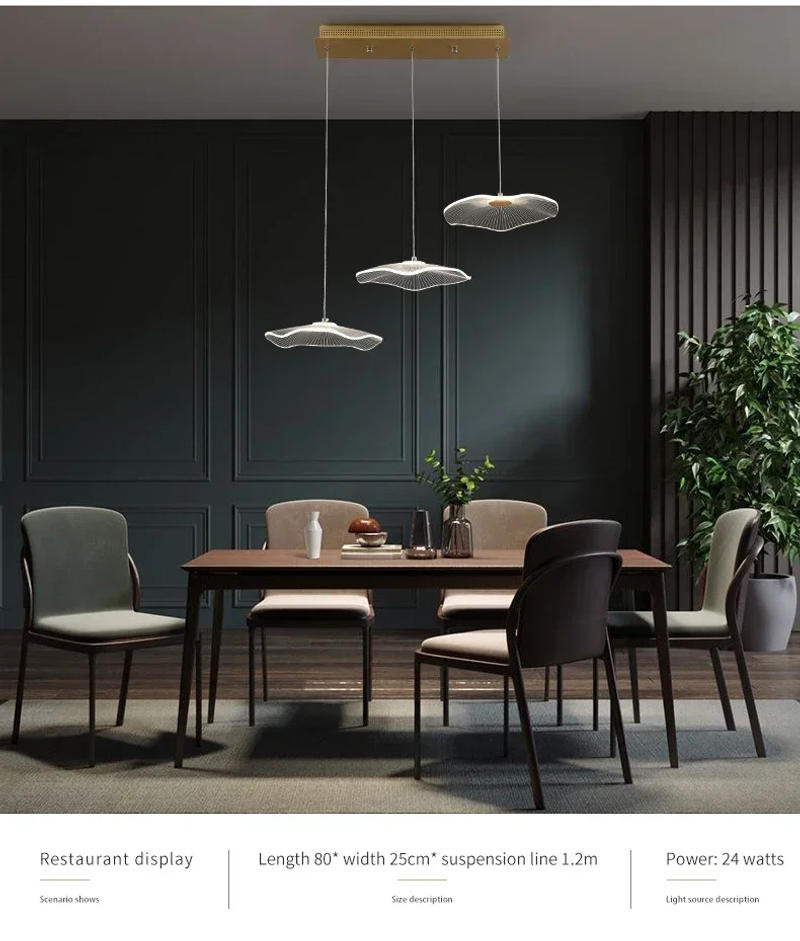 Description Picture 6 of itemNordic Lotus Leaf Style Modern Temperament Living Room Kitchen Hotel Lobby Villa Staircase LongChandelier Lighting Fixtures Lamp