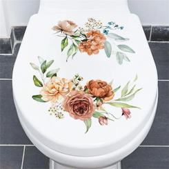 Bathroom Flowers Toilet Seat Lid Stickers Waterproof For Bathroom Wall Lids Art Decal 3D Wall Art Decoration For Room Decor