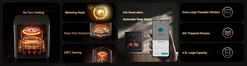 Description Picture 3 of itemXiaonmi Mijia Smart Air Fryer 6.5L Tender Roasted Version Low Oil Light Fat Fryer Multifunctional Large Capacity Ovens for Home