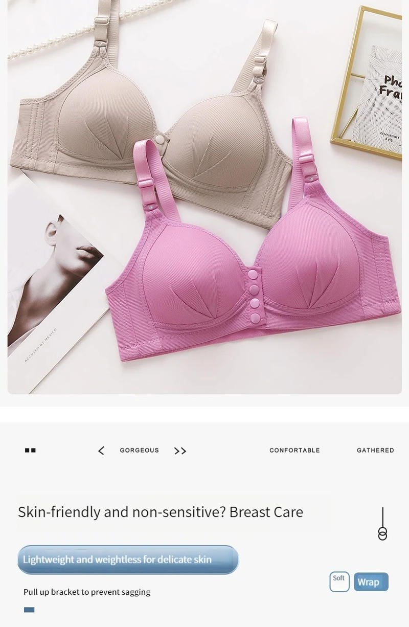 Description Picture 5 of itemNew Large Size Front Button Underwear Sexy Push Up Thin Cup Button Undershirt Type Middle-aged Mother Bras Ropa De Mujer Sütyen