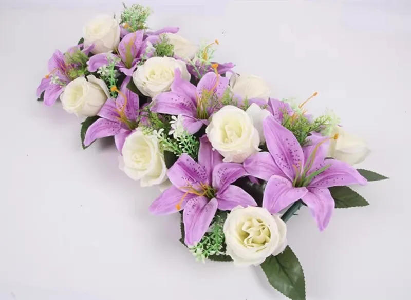 Description Picture 6 of itemNew Artificial Flowers DIY Artificial Rose Flower Row Wedding Table Centerpiece Flowers Backdrop Wall Arches Decor Party Stage
