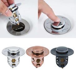 Sink Plug Drain Strainer Drain Plug Basin Brass Bounce Cores Push-Type Drain Plug Universal Sink Stopper Replacement KXRE