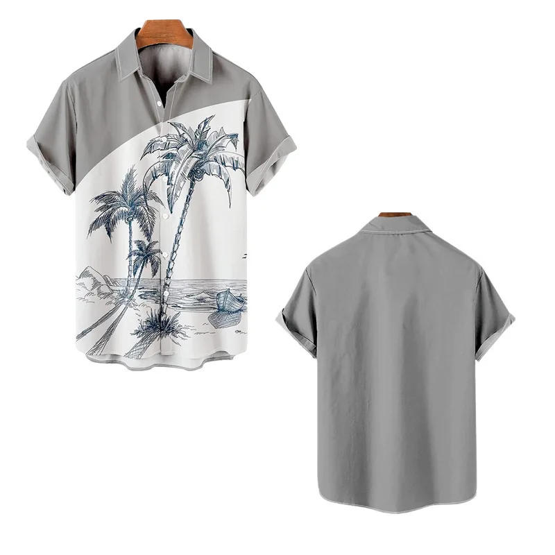 Description Picture 5 of itemFashionable Breathable Shirt 2024 Summer Color Printed Casual Lapel Short Sleeve Thin Hawaiian Vacation Flower Men's Trendy Top
