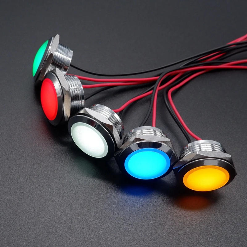 Description Picture 3 of item10pcs LED Metal Indicator Light 12mm/16mm/19mm/22mm Waterproof Warning Signal Lamp With Wire 3V 6V 12V 24V 110V 220V Red Green