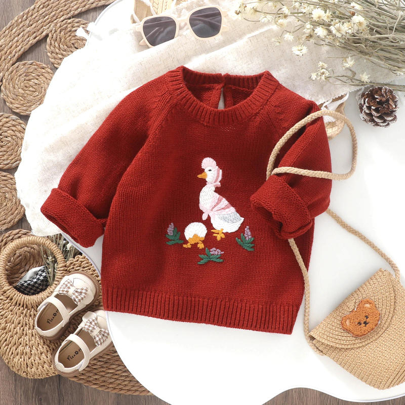 Description Picture 5 of itemMISOWMNJOY Winter Knitted Baby Boys Girls Sweater Cute Duck Embroidery Long Sleeve Fall Winter Kids Clothes Infant Jumpers Tops